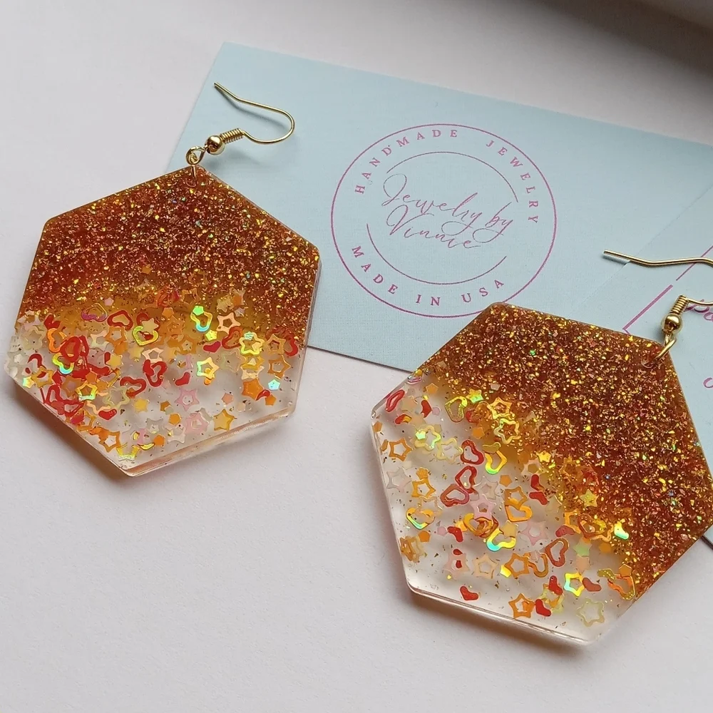 Hand Crafted Resin Sunset And Campfires Collection Earrings